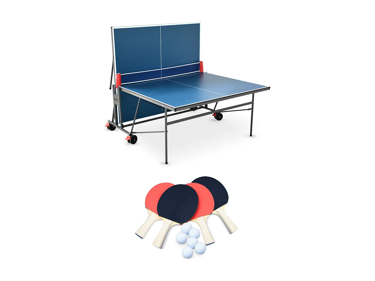 Mesa de ping pong plegable para interior con 4 raquetas y 6 pelotas,