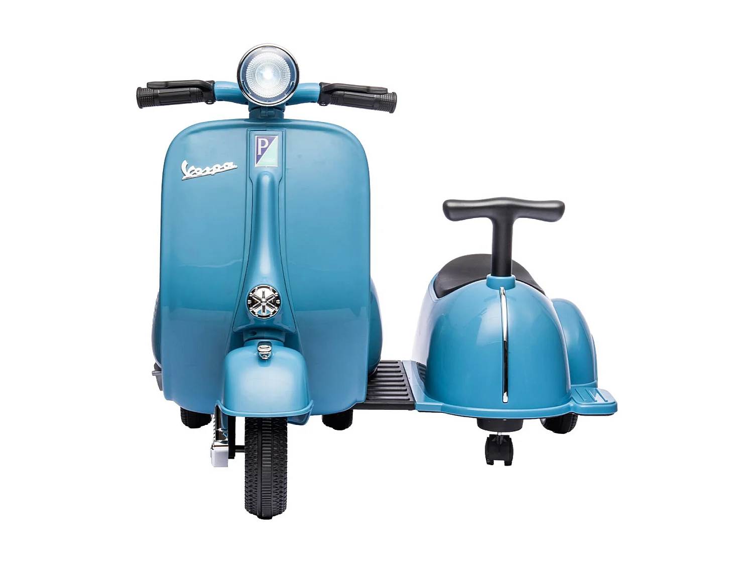 Scooter eléctrico infantil vespa 12v con portaobjeto azul