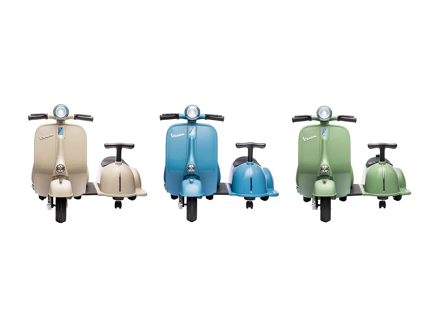 Scooter eléctrico infantil vespa 12v con portaobjeto azul