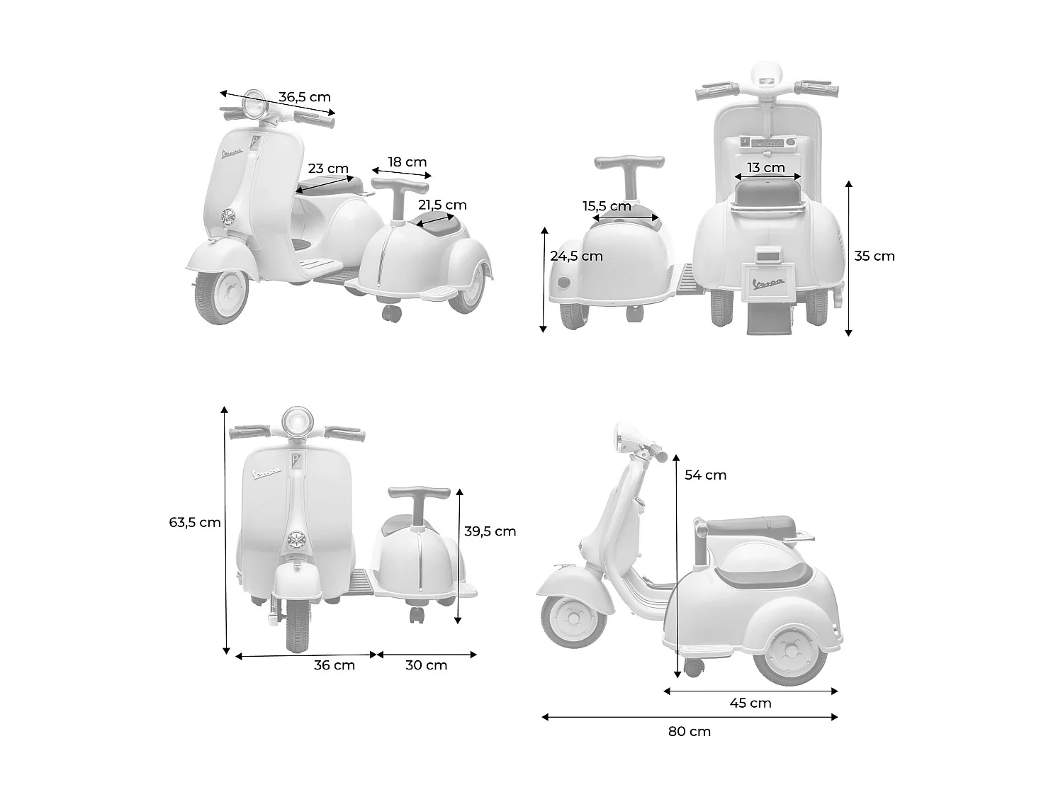 Scooter eléctrico infantil vespa 12v con portaobjeto azul