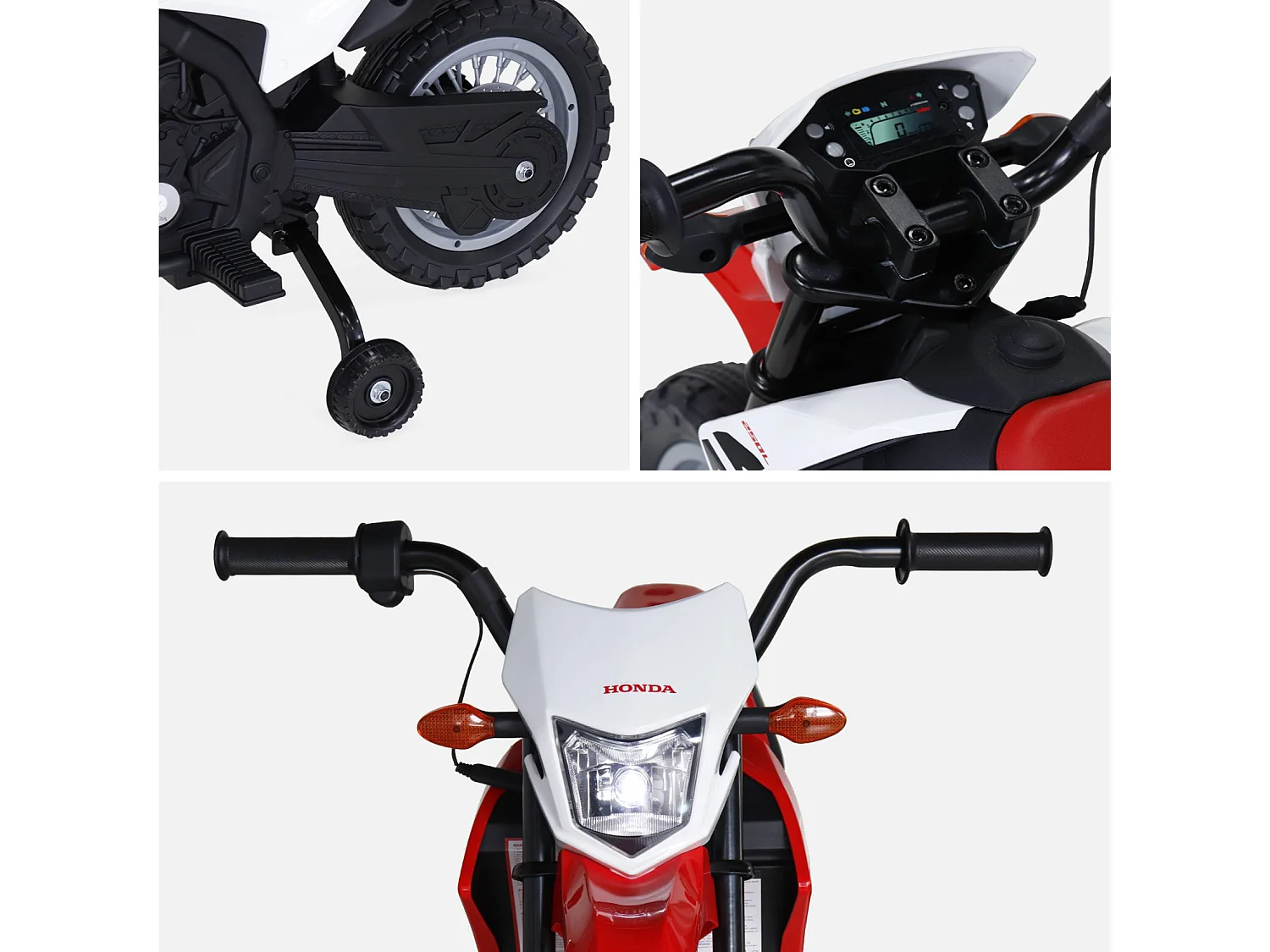 Moto électrique enfant Honda 6V. blanche. 1 place