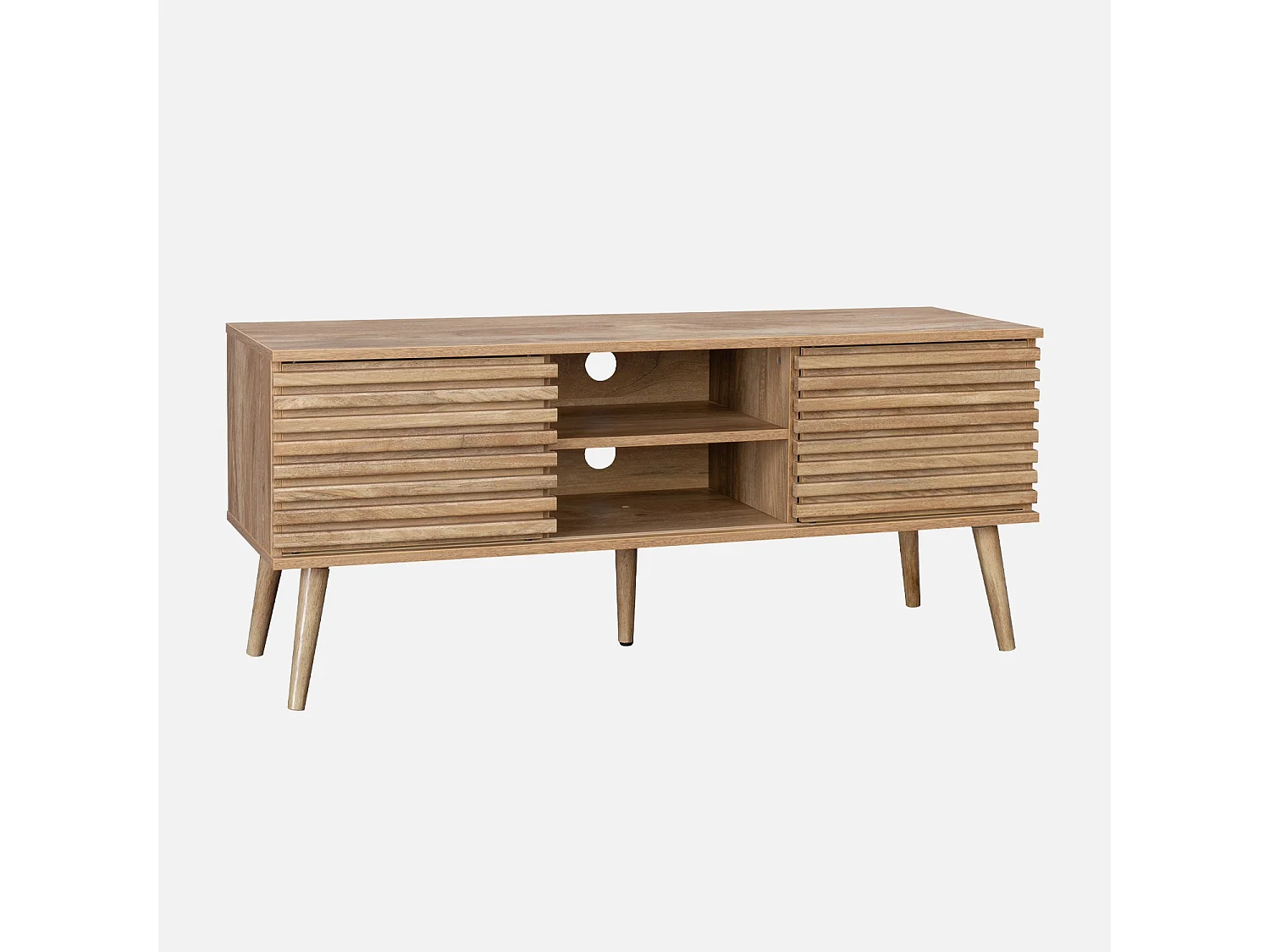 Mobile TV scandinavo a 2 ante, 120cm Marrone naturale - 120x39x51.5 cm