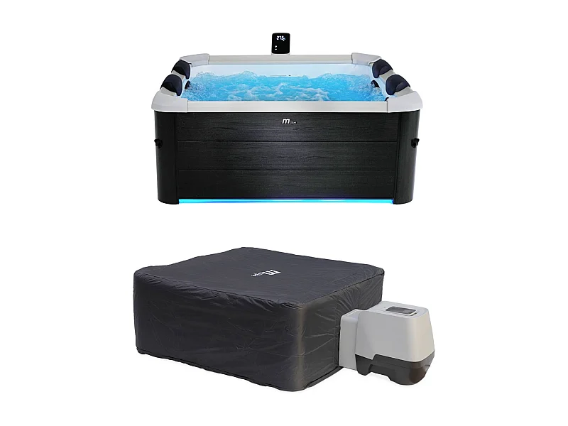 SPA rigide OSLO MSPA 6 personnes gris. 4 coussins. bâche incluse + housse thermique. hydromassages système