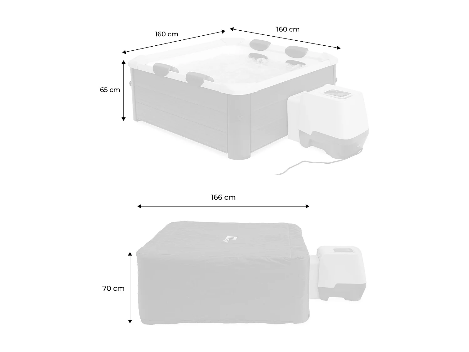 SPA rigide OSLO MSPA 6 personnes gris. 4 coussins. bâche incluse + housse thermique. hydromassages système
