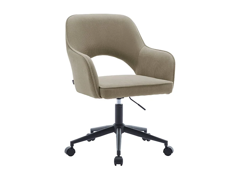 Silla de oficina con ruedas de pana fina y base negra beige