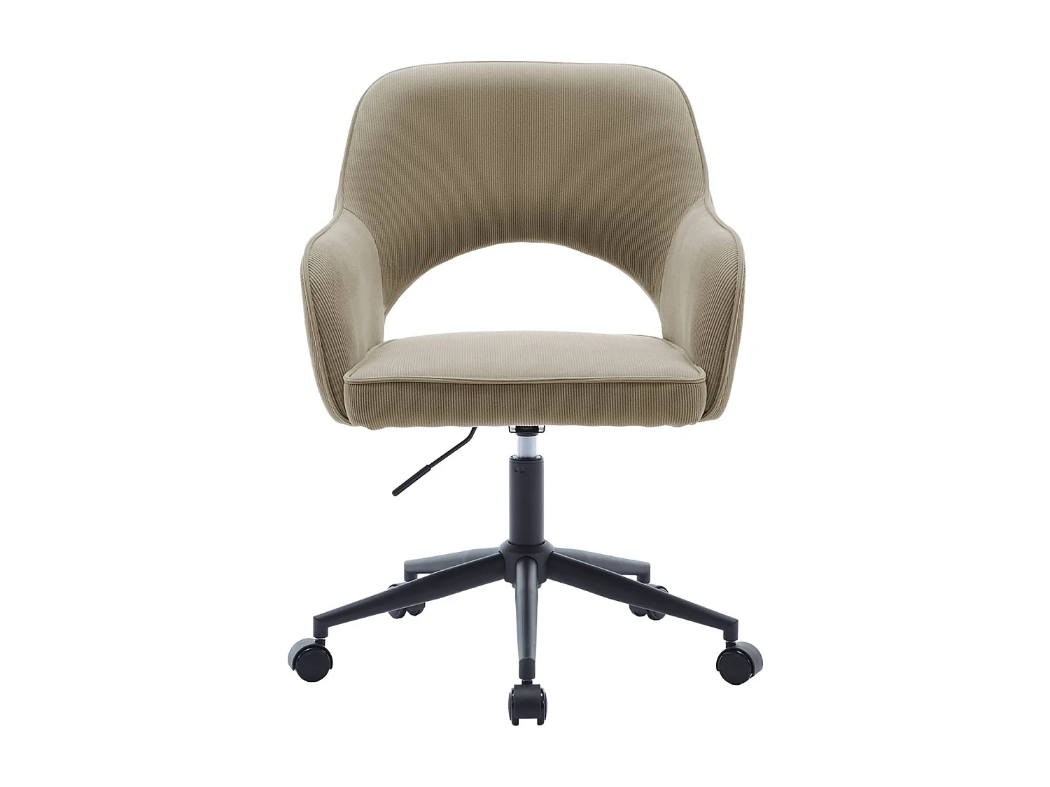 Sedia da ufficio in velluto a coste con rotelle, beige