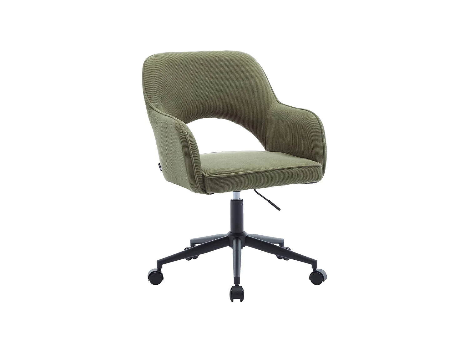 Sedia da ufficio in velluto a coste con rotelle, kaki