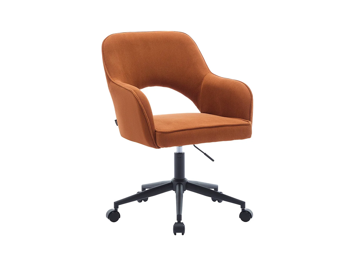 Chaise de bureau à roulettes velours côtelé camel L 60 x P 62 x H 89 / 99cm