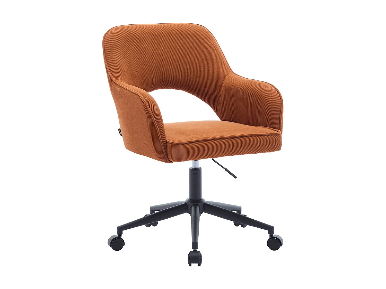 Chaise de bureau à roulettes velours côtelé camel L 60 x P 62 x H 89 / 99cm