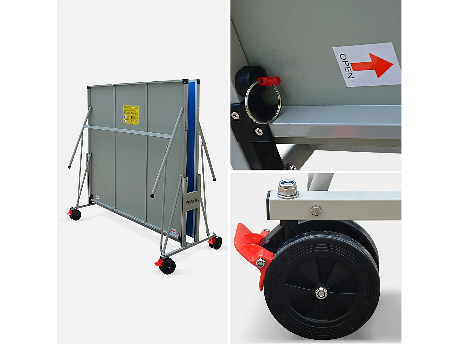 Table de ping pong OUTDOOR bleue - table pliable avec 4 raquettes et 6 balles. pour utilisation extérieure. sport tennis de table