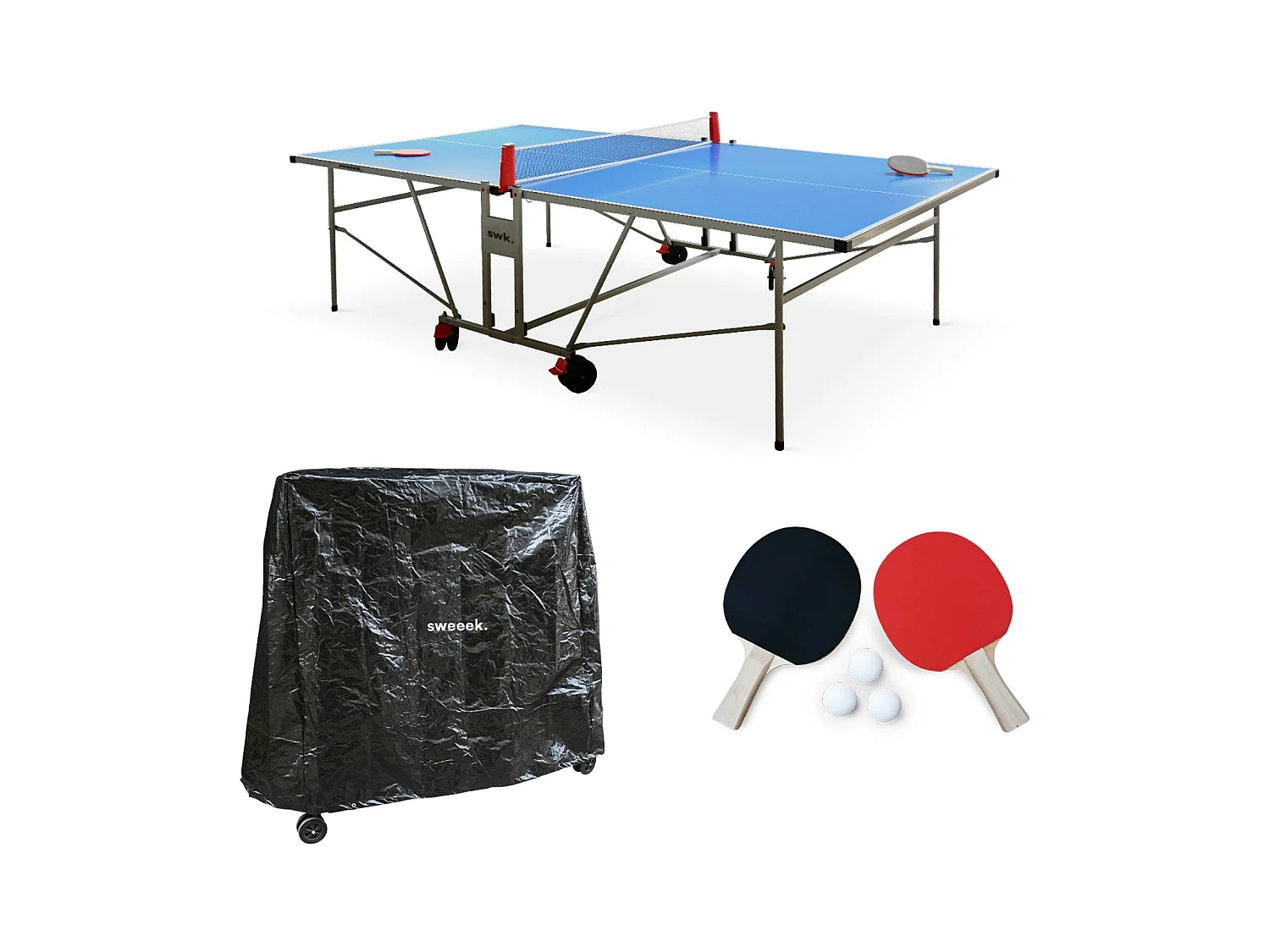 Table de ping pong OUTDOOR. avec 2 raquettes et 3 balles. pour utilisation extérieure + Housse en PVC