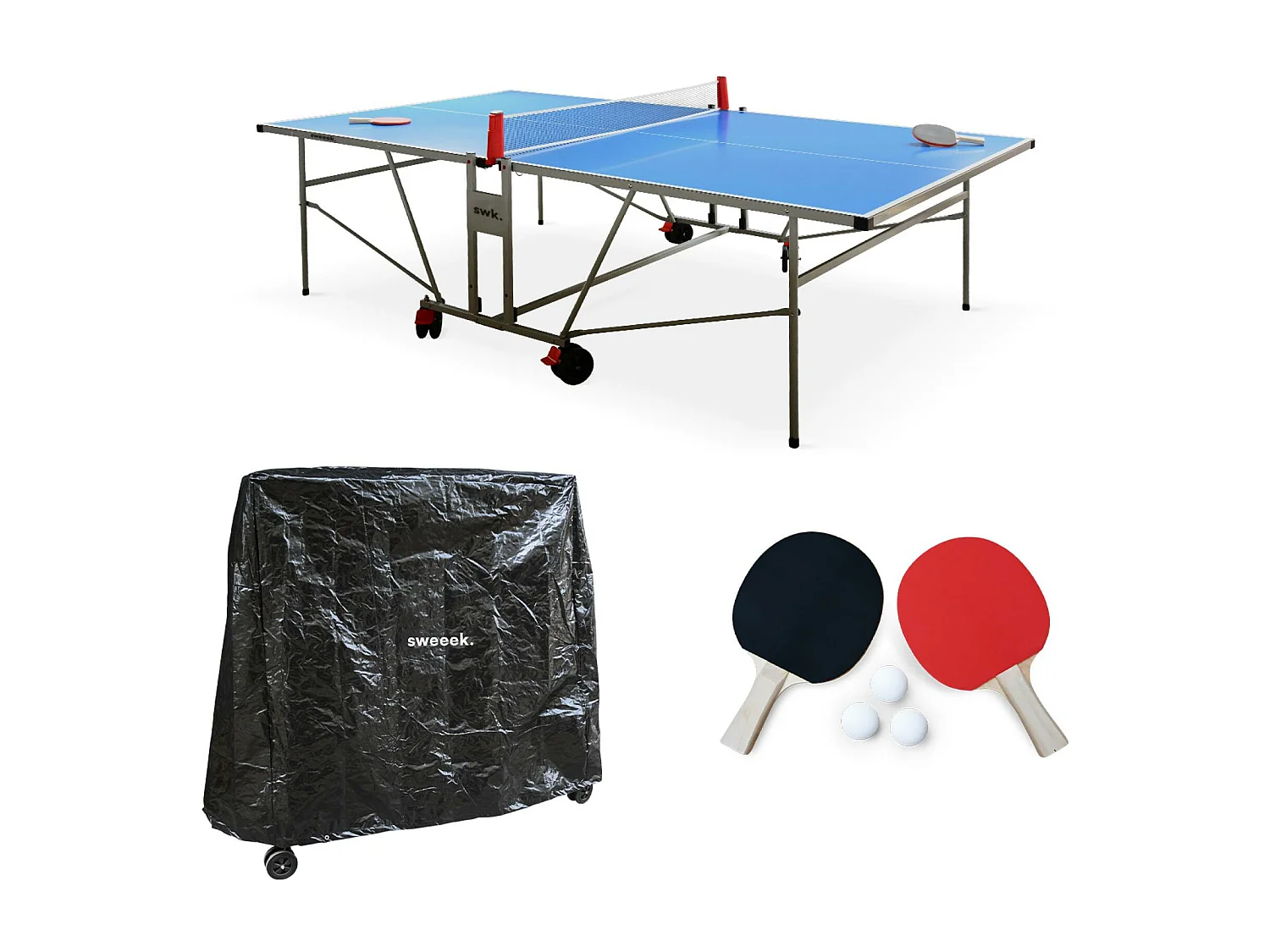 Table de ping pong OUTDOOR. avec 2 raquettes et 3 balles. pour utilisation extérieure + Housse en PVC