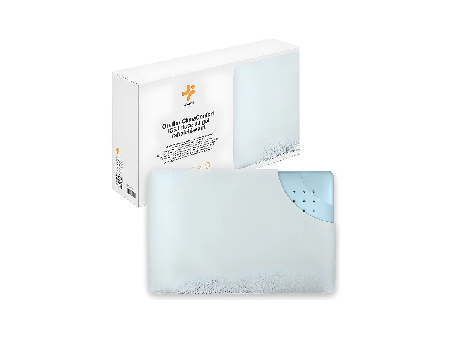 Oreiller Infusé au Gel Rafraîchissant - 60x40  Technologie de Refroidissement Avancée - ClimaConfort ICE