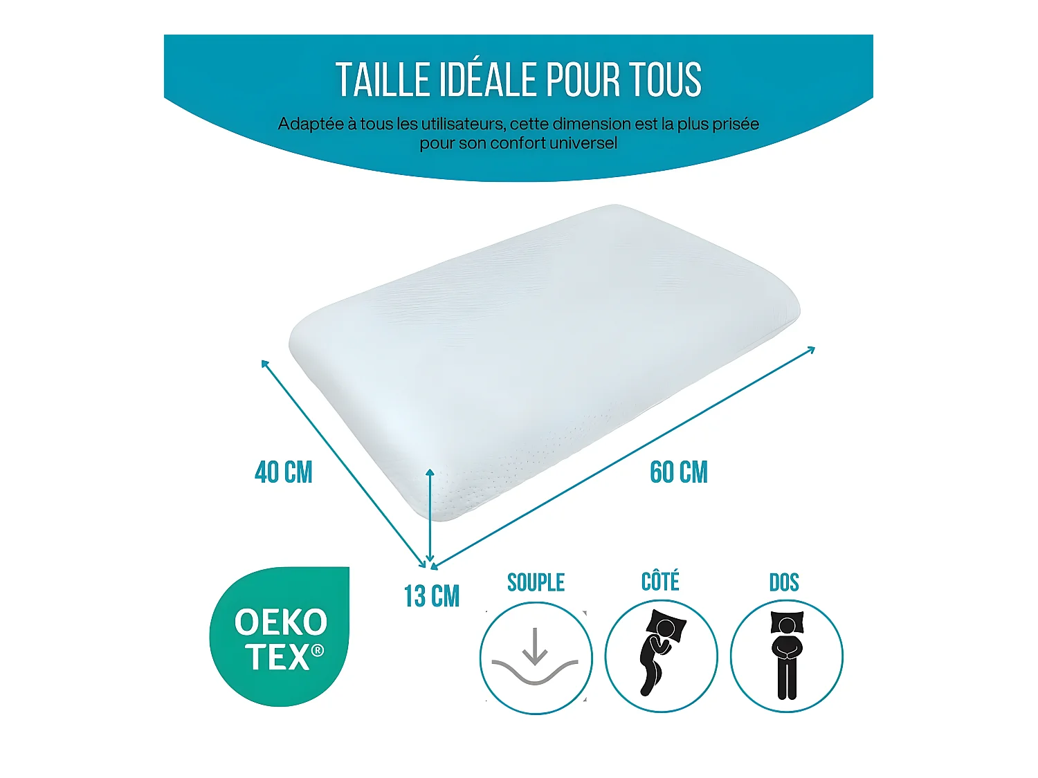 Almohada Infusionada con Gel Refrescante - 60x40 Tecnología de Enfriamiento Avanzada - ClimaConfort ICE