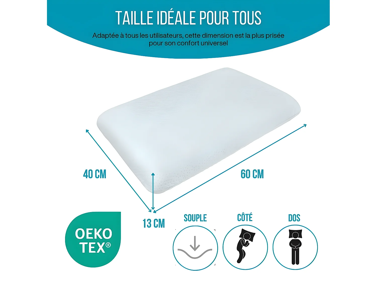 Almohada Infusionada con Gel Refrescante - 60x40 Tecnología de Enfriamiento Avanzada - ClimaConfort ICE