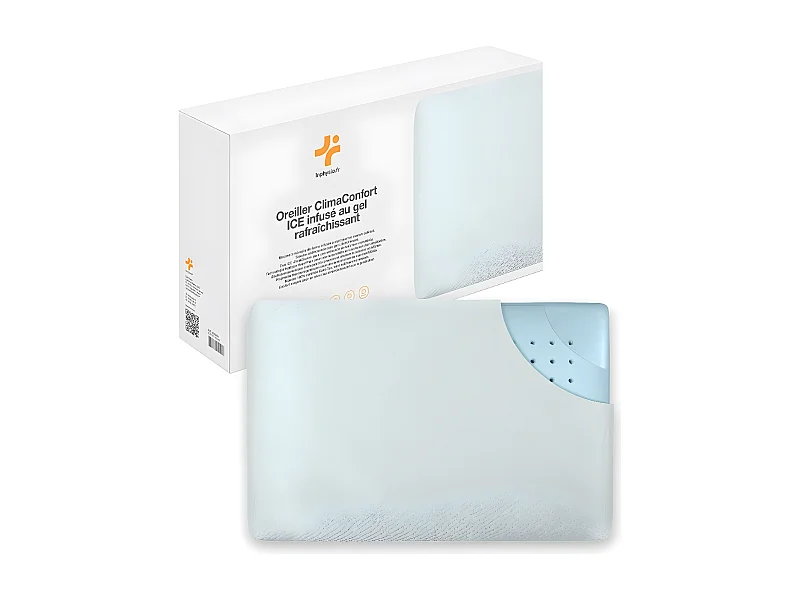 Oreiller Infusé au Gel Rafraîchissant - 60x40  Technologie de Refroidissement Avancée - ClimaConfort ICE