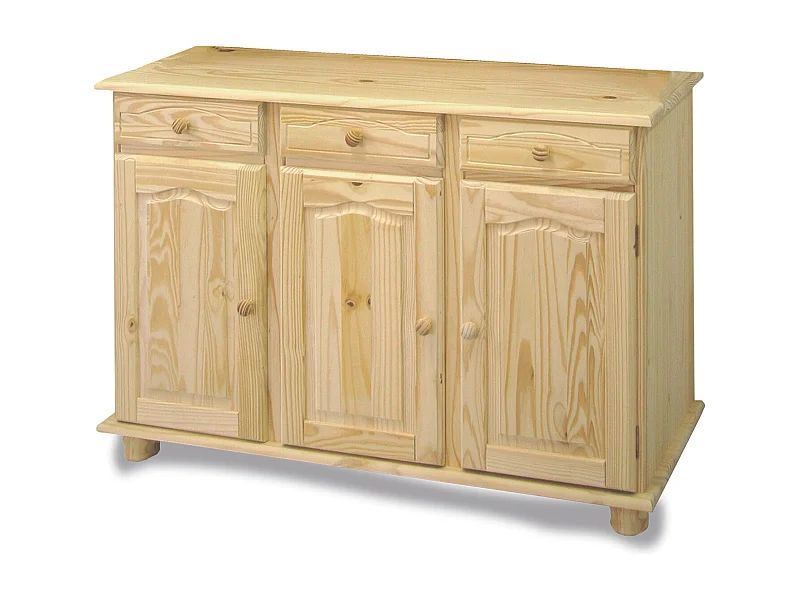 aparador 3 puertas y 3 cajones , pino macizo, Moblit, serie Canet, medidas: (86x130x42) cm ( altoxanchoxfondo), sin barnizar