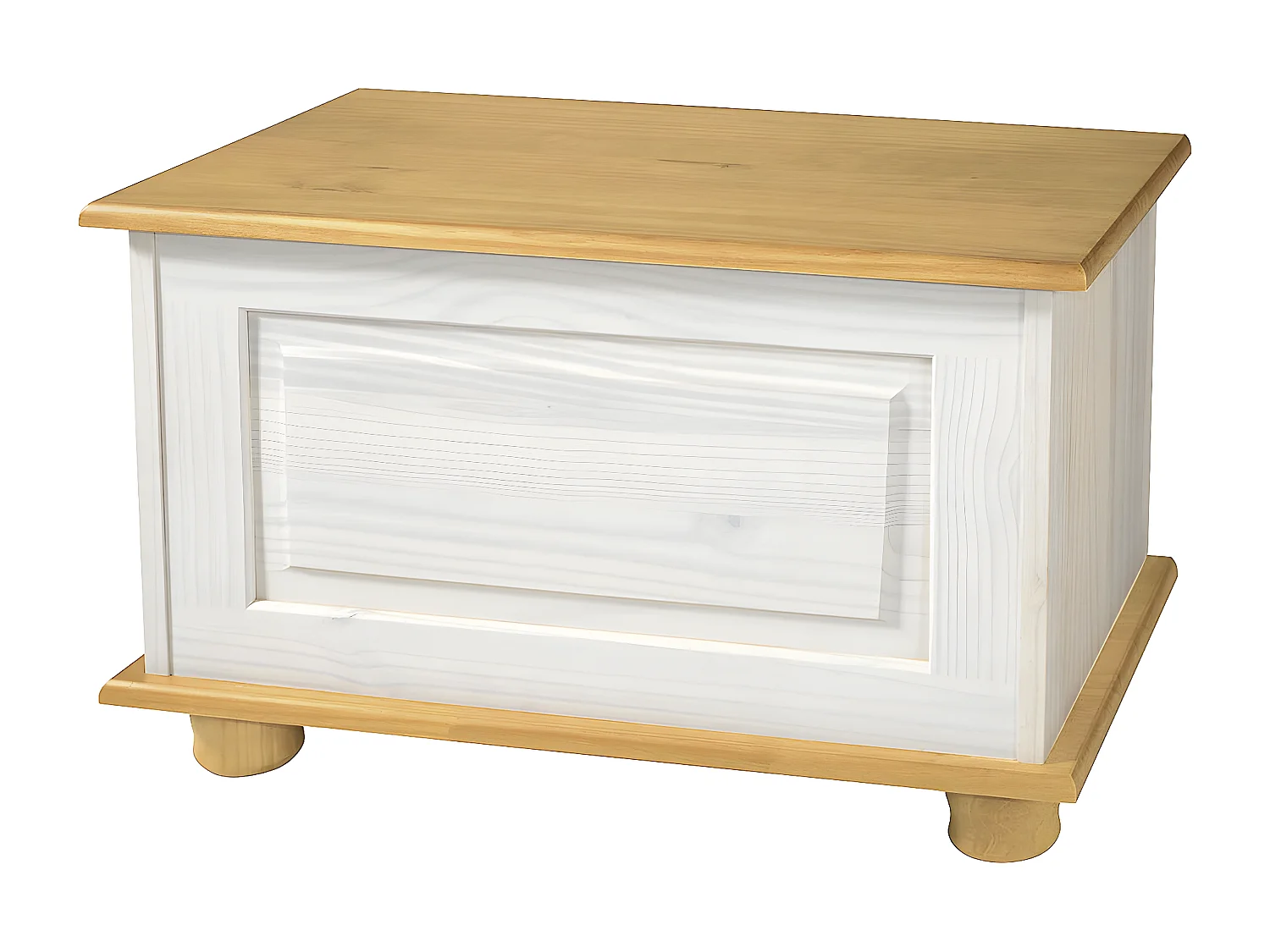 Baul , pino macizo, Moblit, serie Canet, medidas: (46x70x39) cm ( altoxanchoxfondo), color blanco-miel