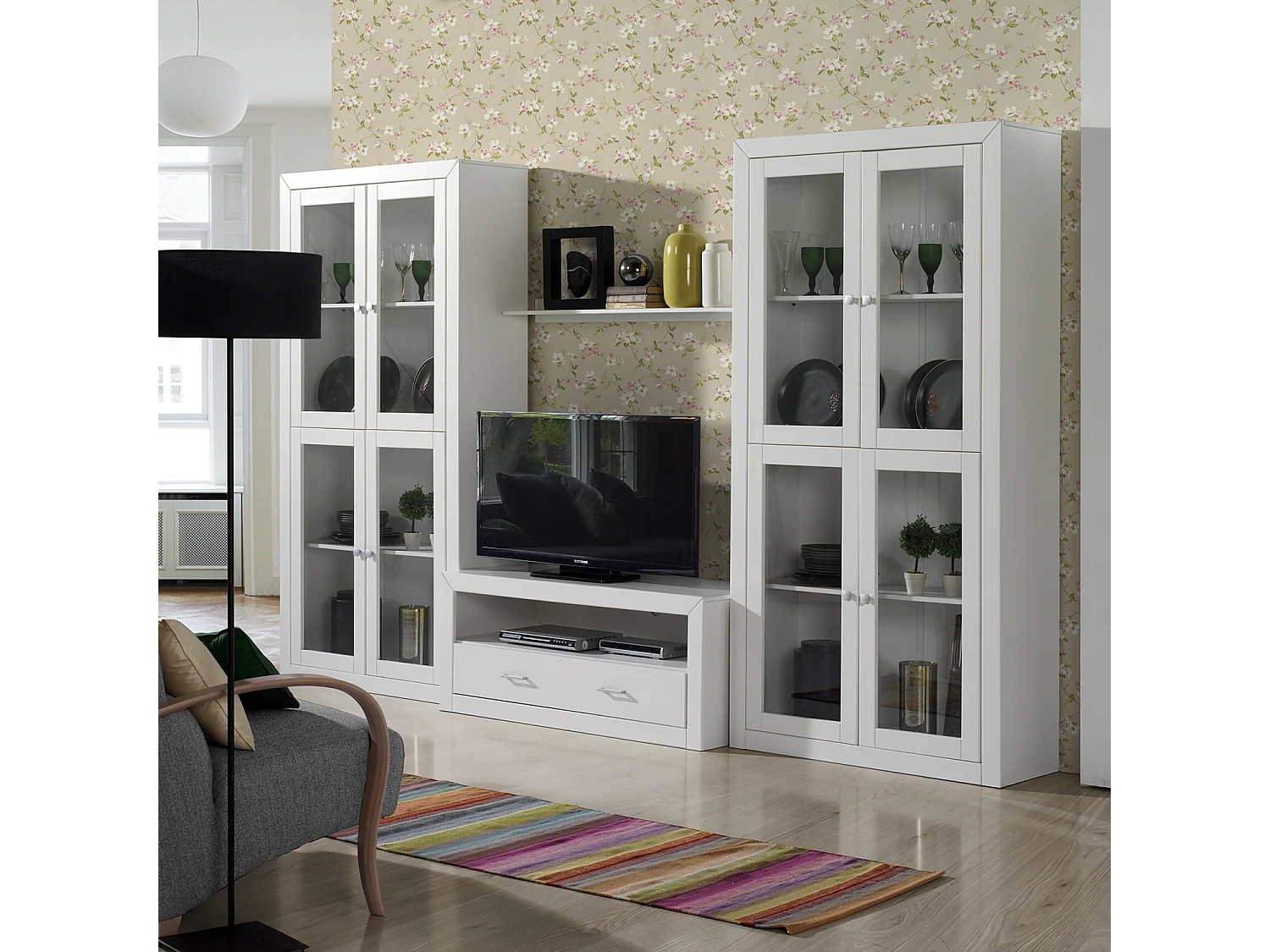 Estante para pared, pino macizo, Moblit, serie Kalpe lacado, medidas: (18x120x20) cm ( altoxanchoxfondo), color blanco.