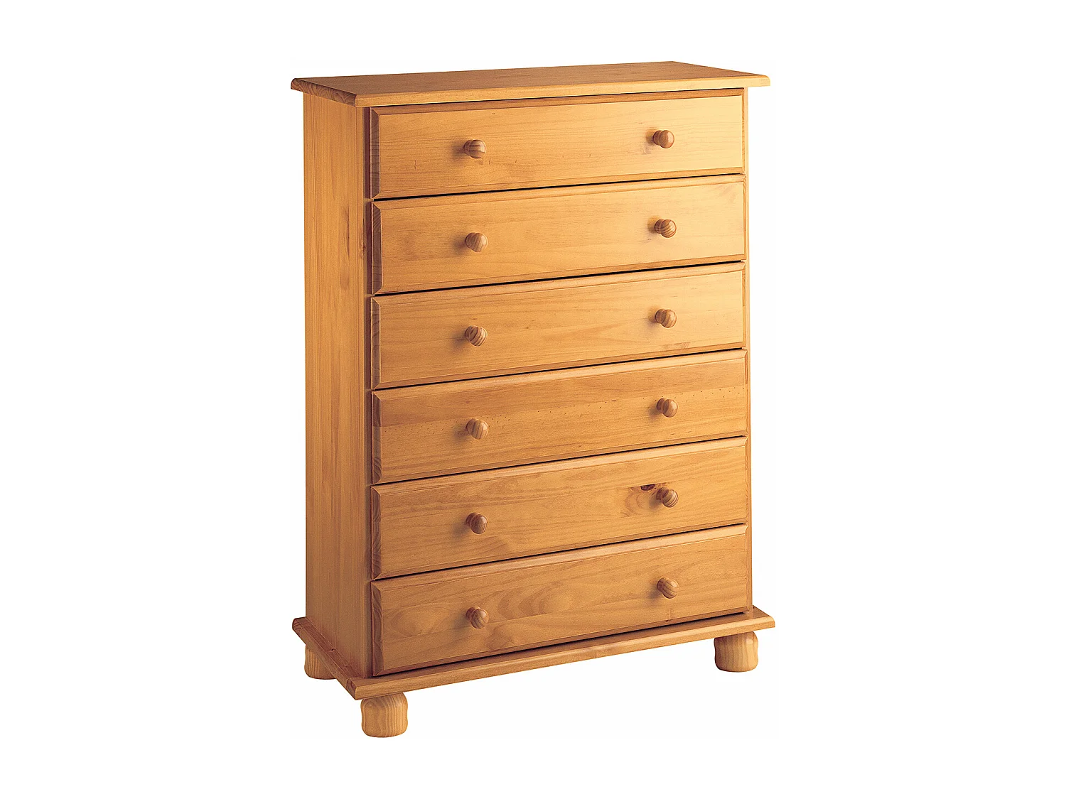 cómoda 6 cajones , pino macizo, Moblit, serie Canet, medidas: (100x78x39) cm ( altoxanchoxfondo), color miel