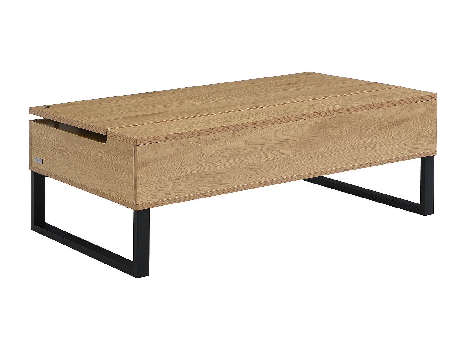 Table basse avec plateau relevable en MDF et acier noir - Naturel - SECALI