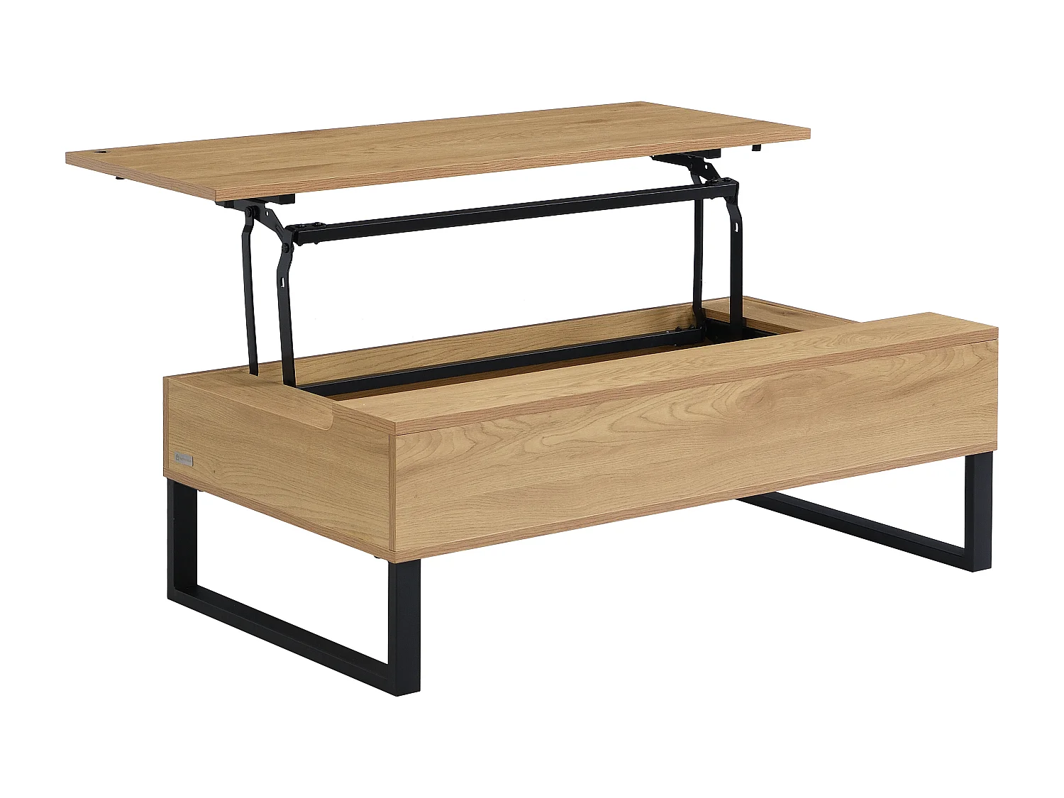 Table basse avec plateau relevable en MDF et acier noir - Naturel - SECALI