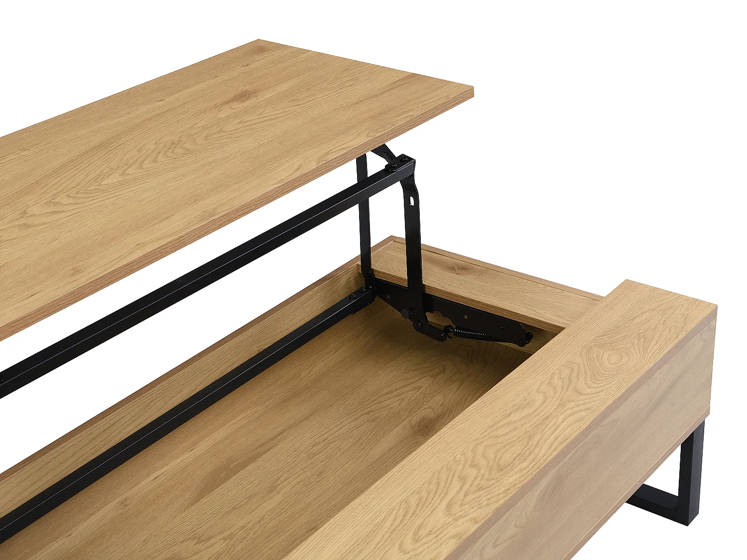 Table basse avec plateau relevable en MDF et acier noir - Naturel - SECALI