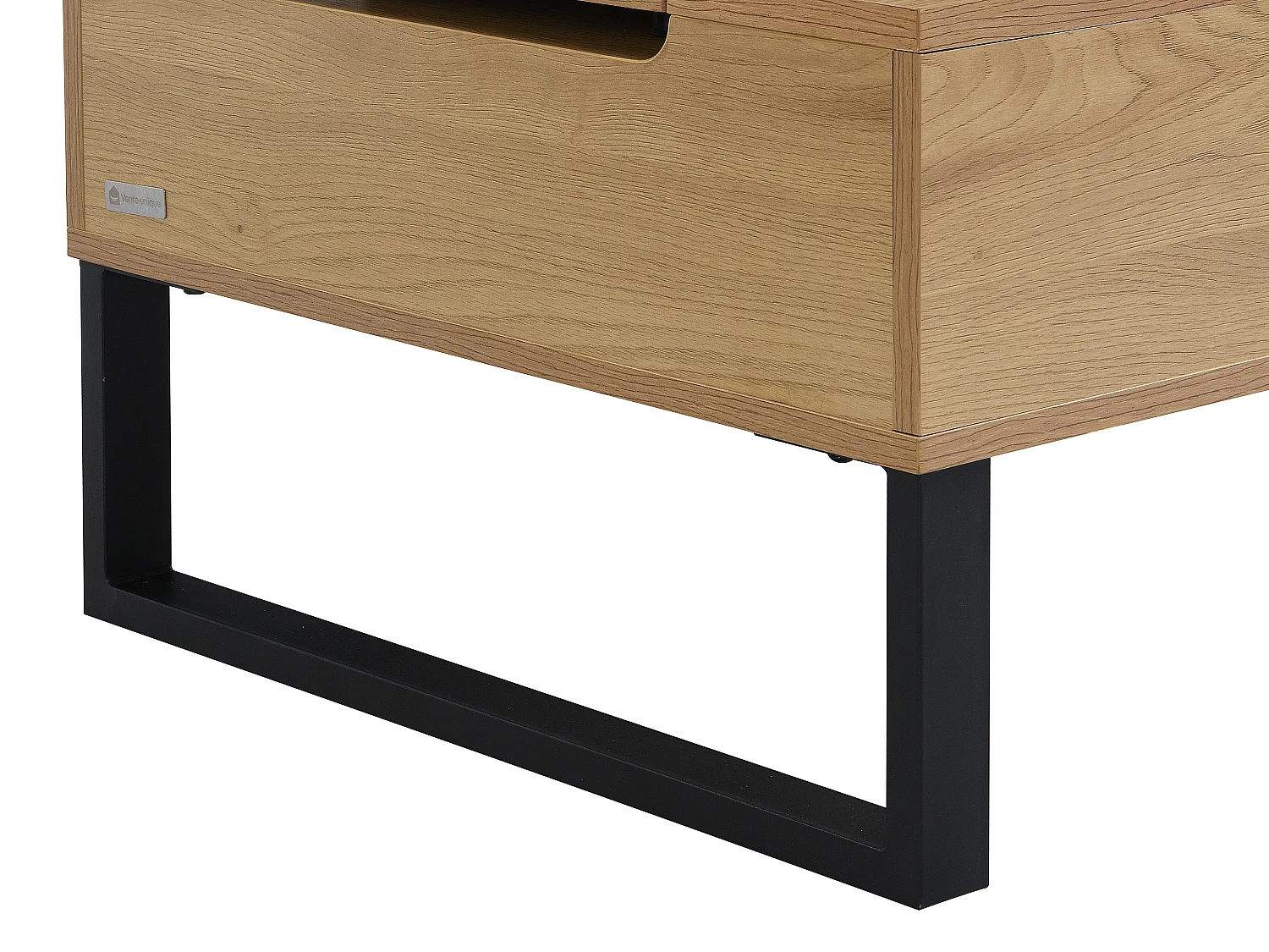 Table basse avec plateau relevable en MDF et acier noir - Naturel - SECALI