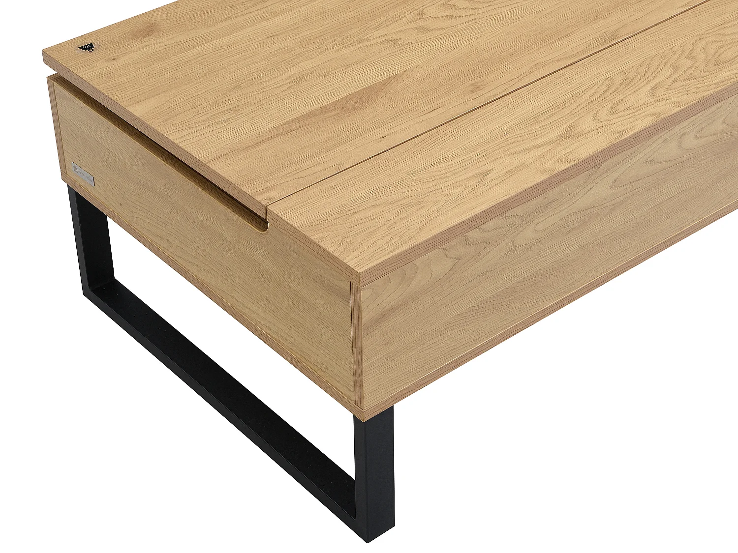 Table basse avec plateau relevable en MDF et acier noir - Naturel - SECALI