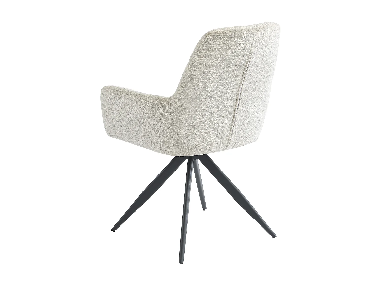 Lot de 6 chaises avec accoudoirs en tissu texturé et métal noir - Crème - JENANE