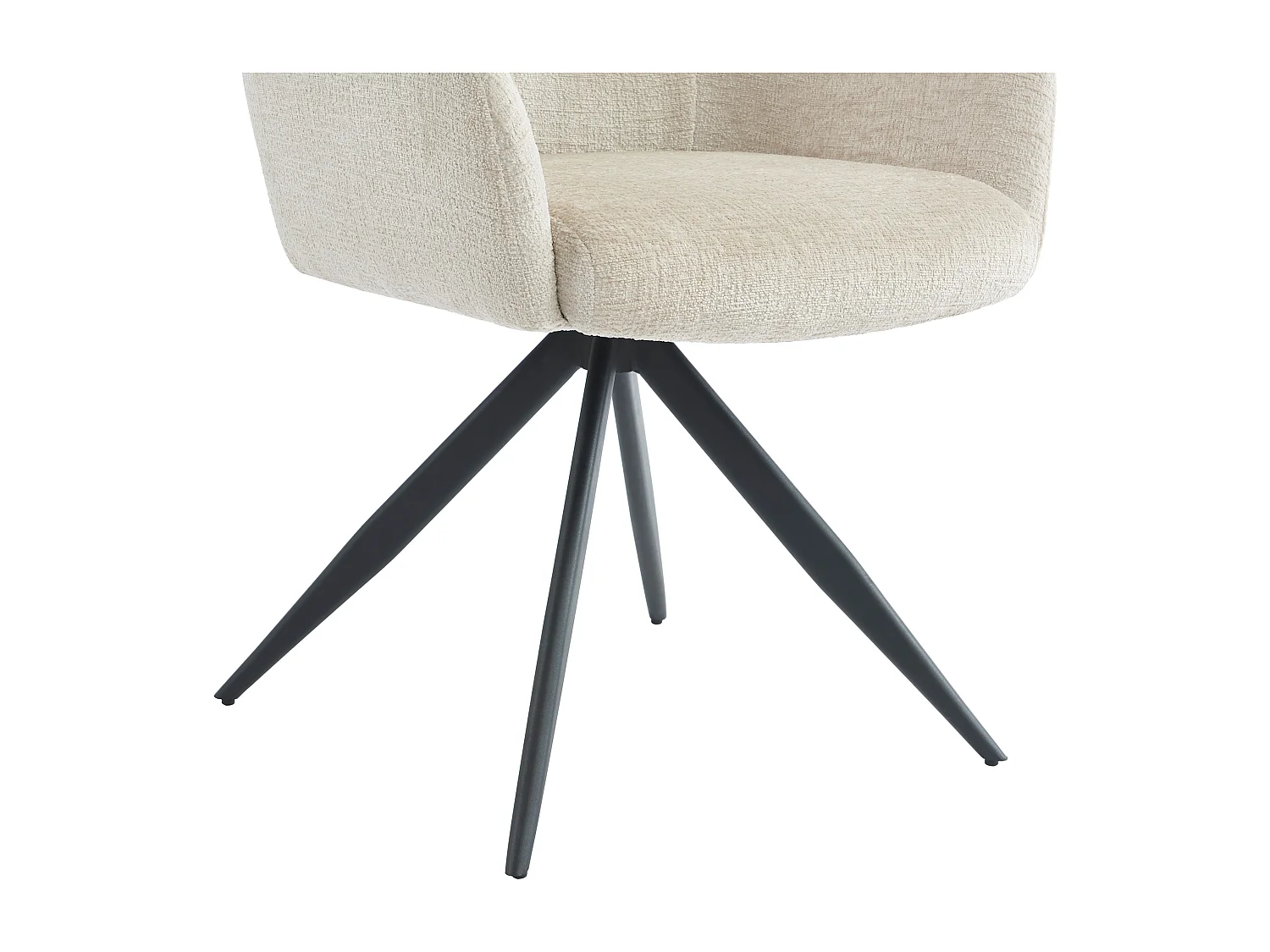 Lot de 6 chaises avec accoudoirs en tissu texturé et métal noir - Crème - JENANE