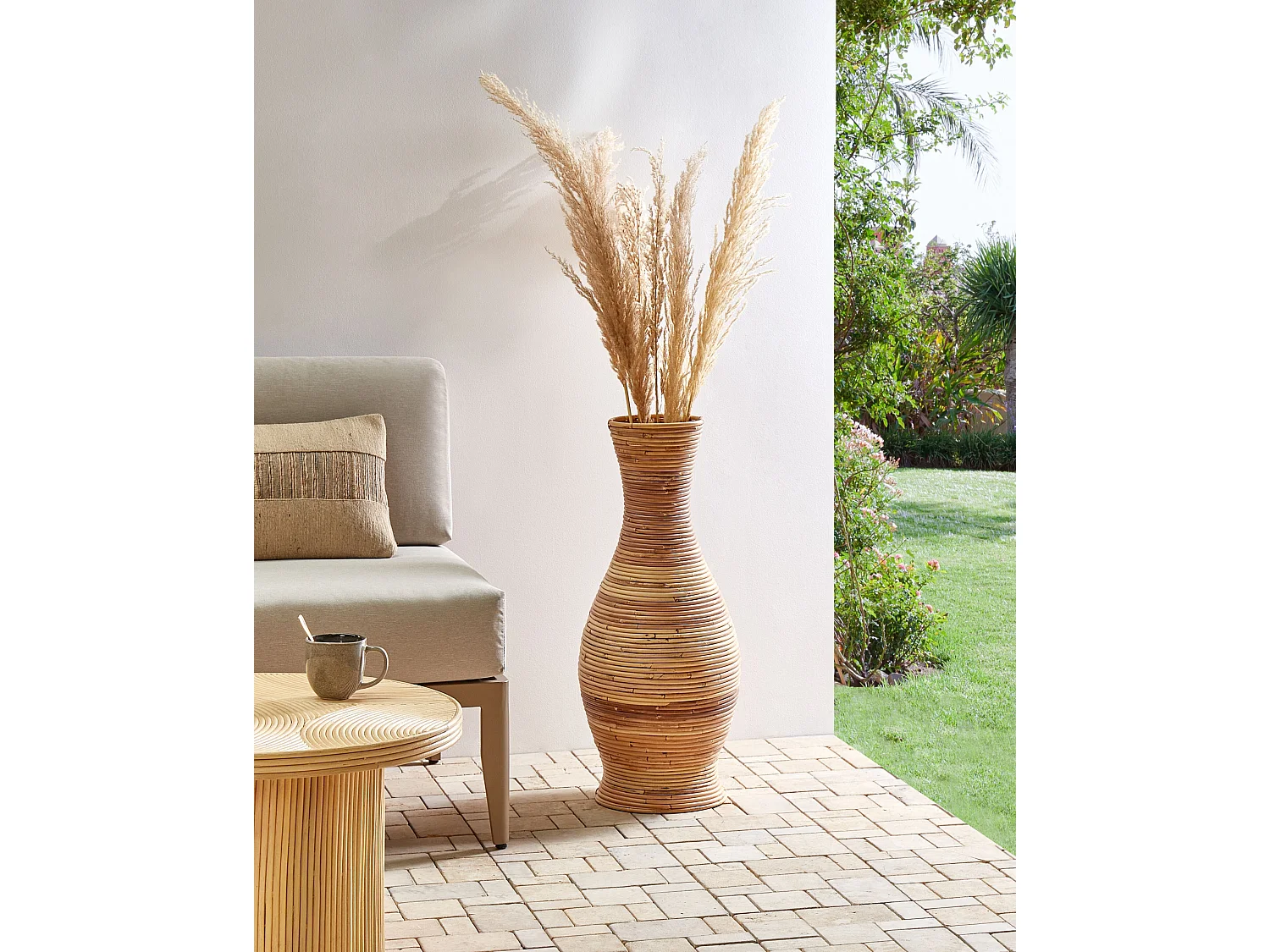 Jarro decorativo TRINISA Rattan 70 cm Natural