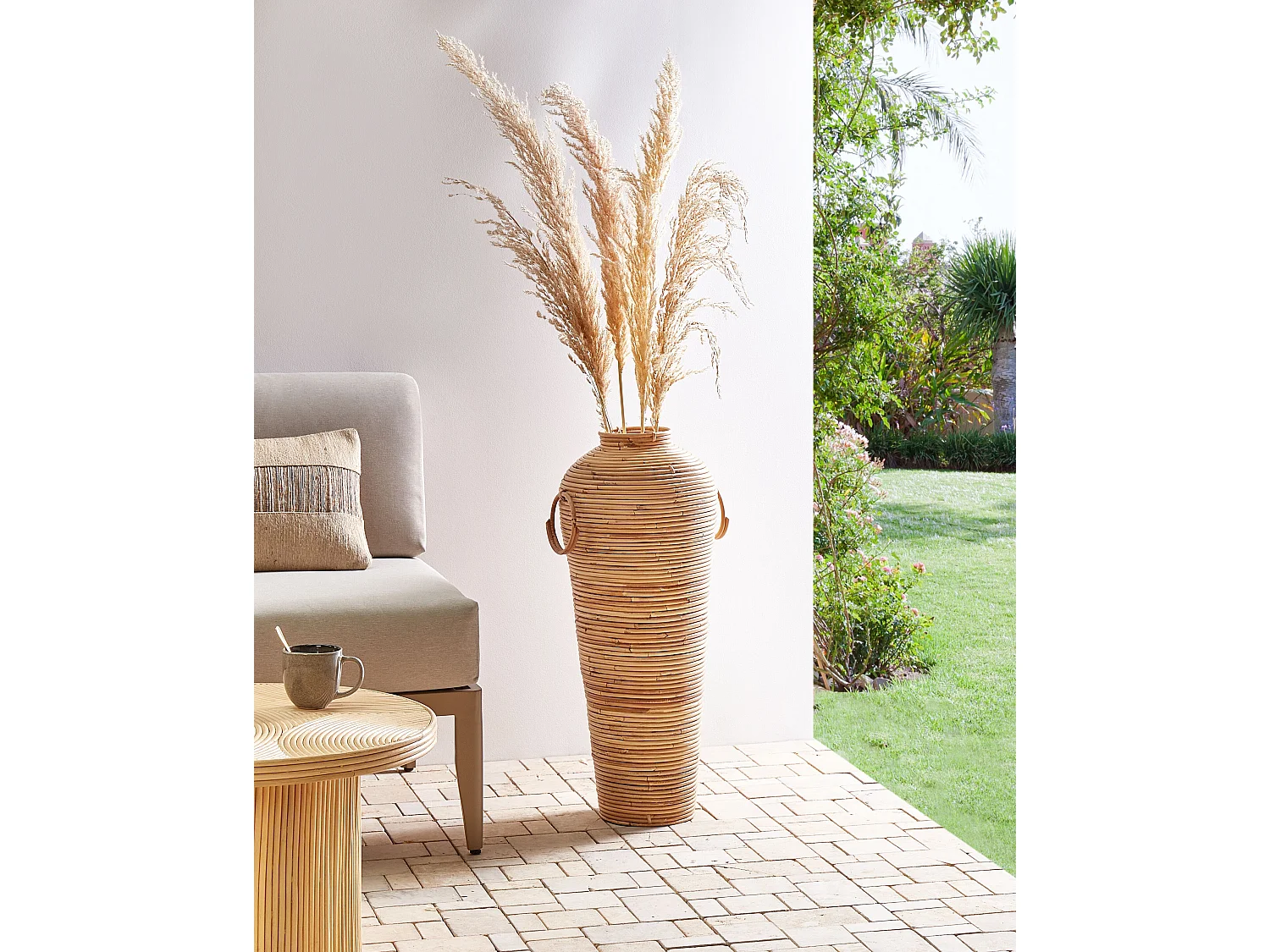 Vase décoratif ELATIA Rotin 70 cm Naturel