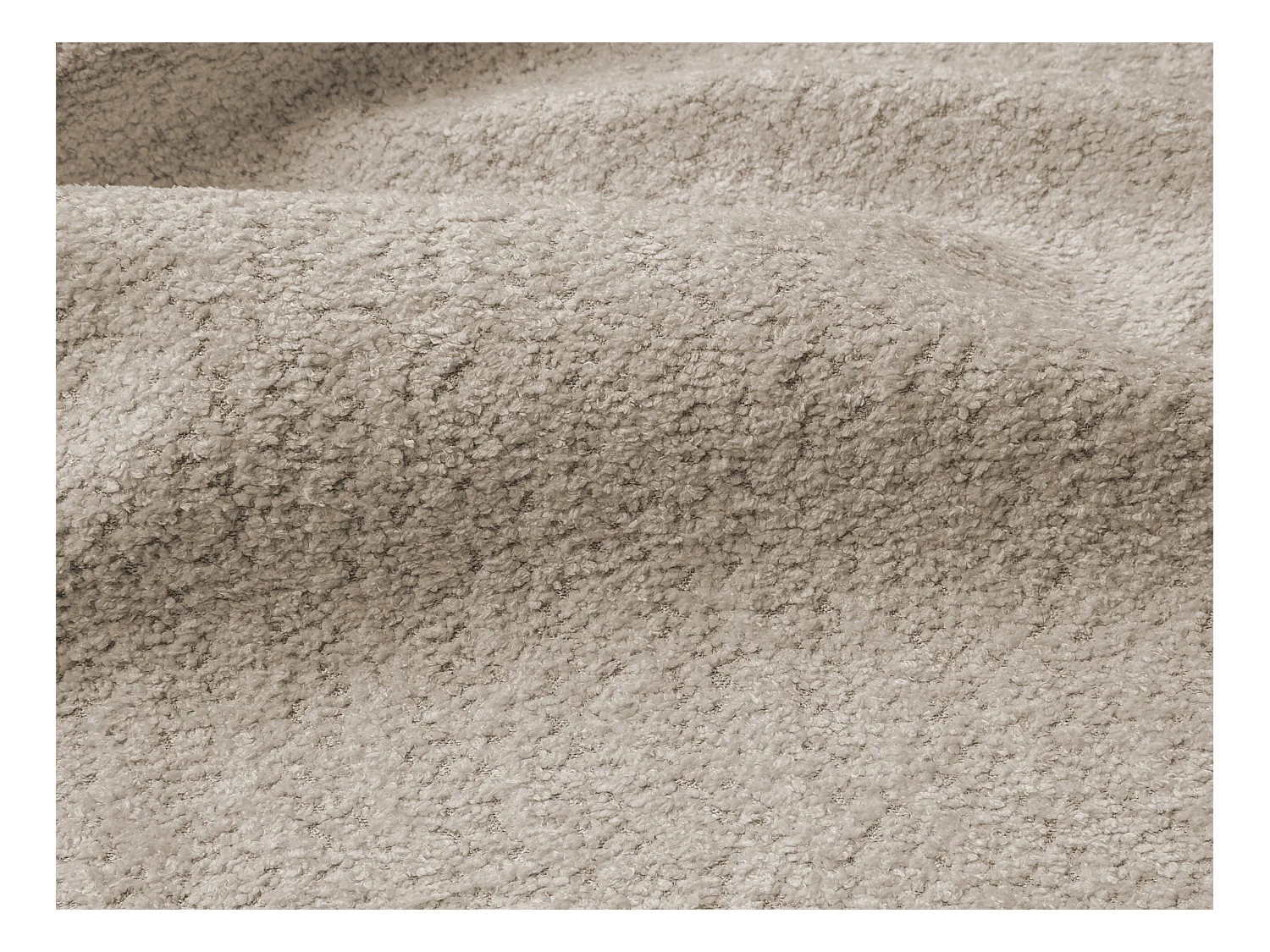 Driezitsslaapbank van beige boucléstof - Bed 140 cm - Matras 13 cm RETUNA II