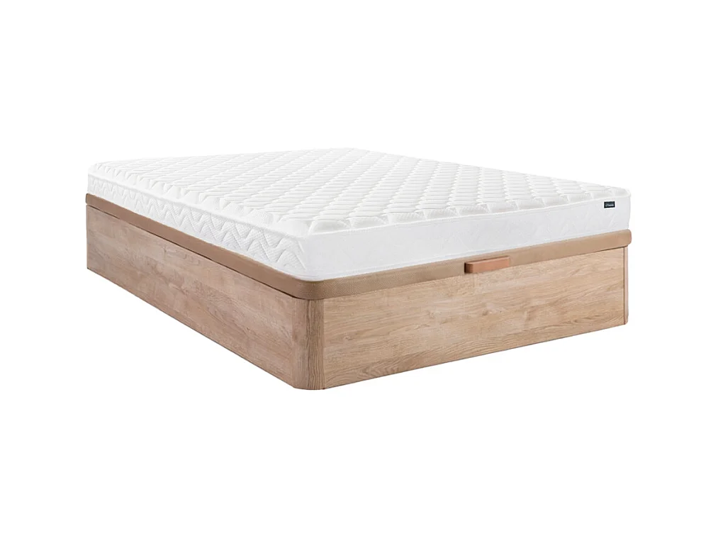 Ensemble 160 x 200 cm sommier coffre naturel clair  + matelas mémoire de forme ép.15cm - PELOPS de YSMÉE