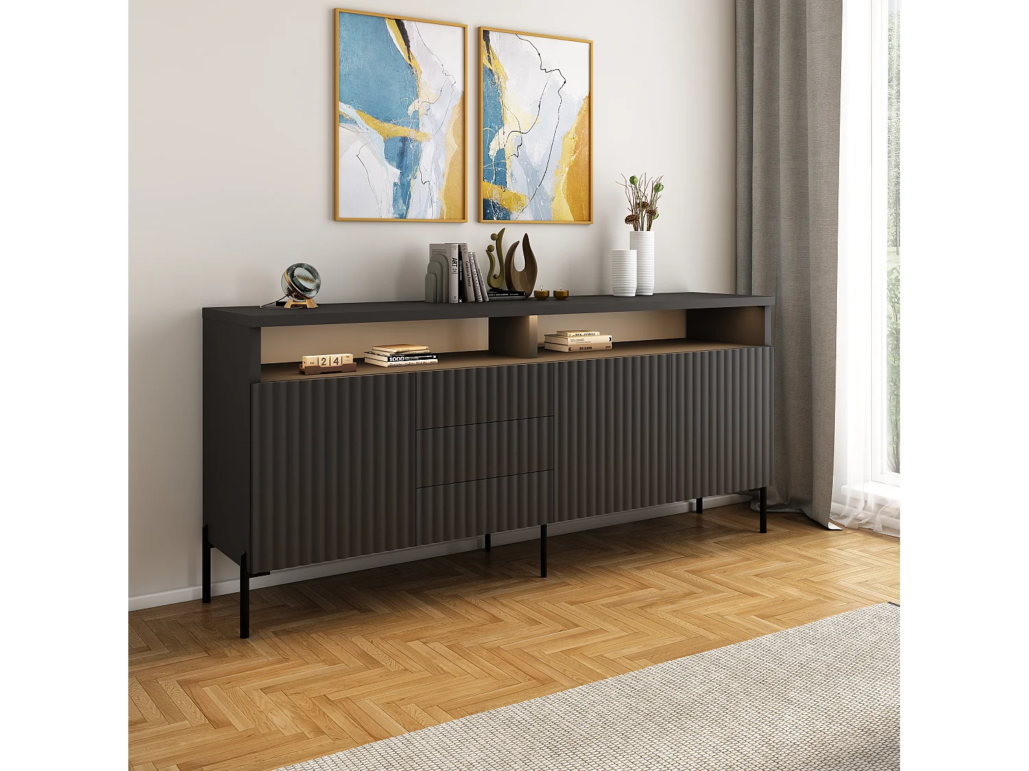Credenza Zenith SB200 3D3S 200x45x89 Nero