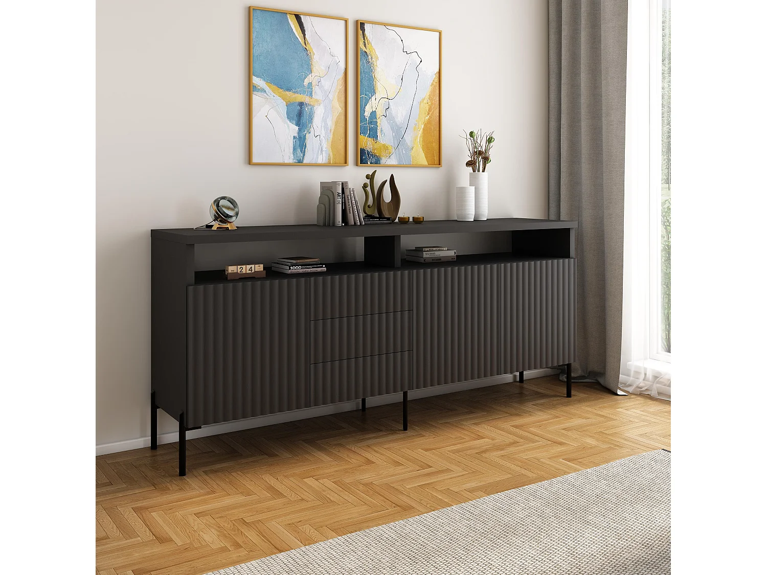 Credenza Zenith SB200 3D3S 200x45x89 Nero