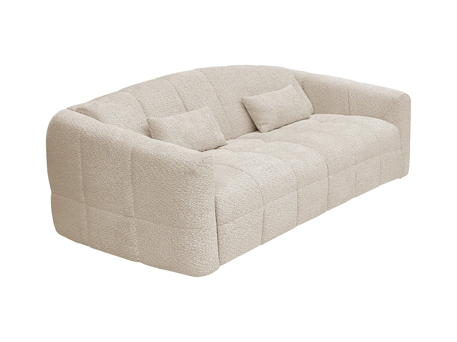 Sofa 4-Sitzer mit Schlaffunktion - Bouclé-Stoff - Cremefarben - Liegefläche 160 cm + Matratze 13 cm mit Memory-Schaum - RETUNA