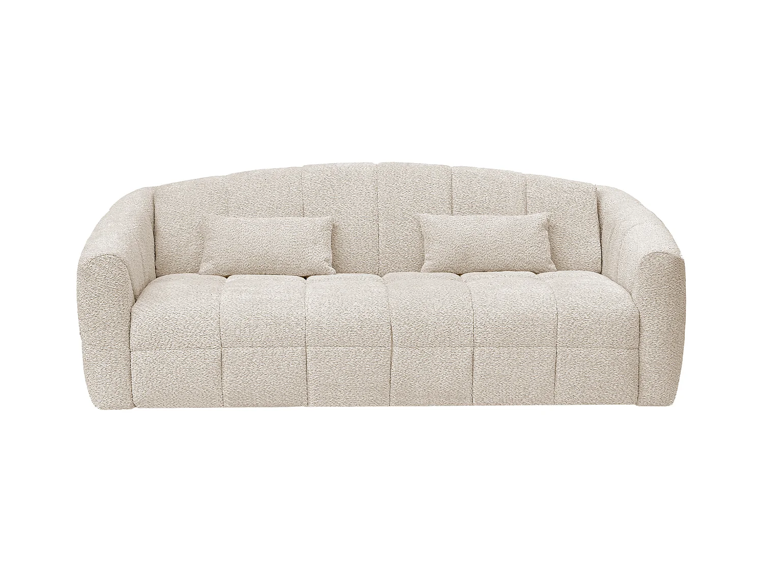 Sofa 4-Sitzer mit Schlaffunktion - Bouclé-Stoff - Cremefarben - Liegefläche 160 cm + Matratze 13 cm mit Memory-Schaum - RETUNA