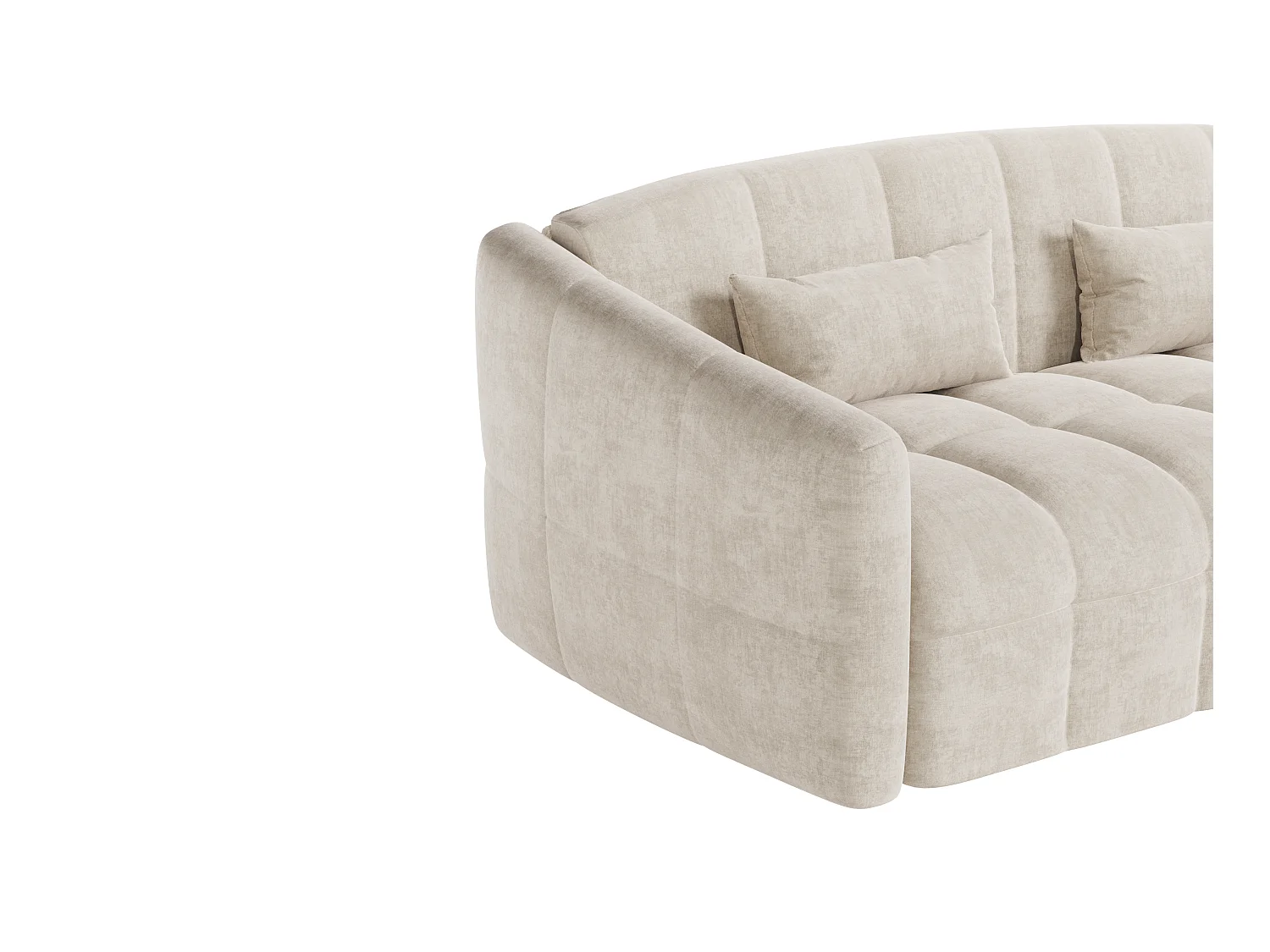 Driezitsslaapbank van beige fluweelstof - Bed 140 cm - Matras 13 cm RETUNA II