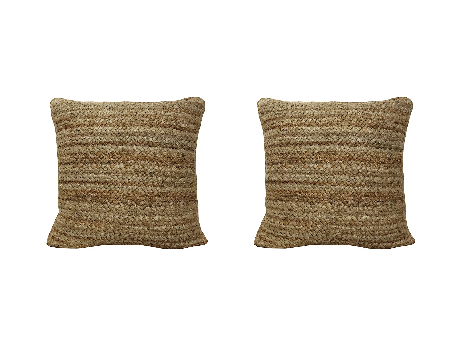 Lot de 2 coussins tressés 100% jute - 60 x 60 cm - Naturel - ZAMBAI