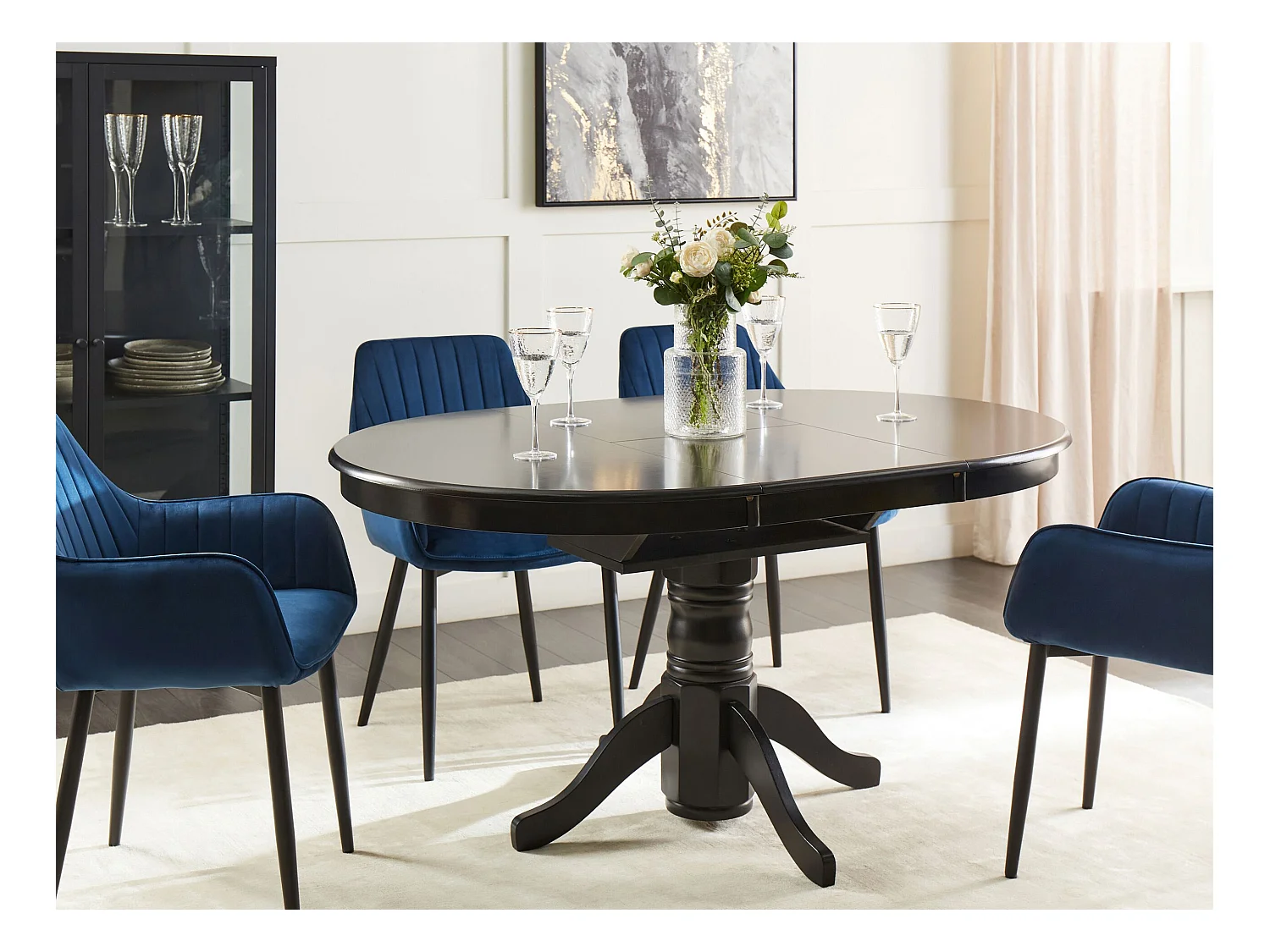 Table de salle à manger extensible AKRON Noir 106/150 cm 106 cm