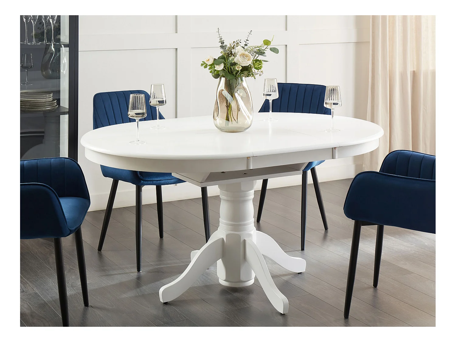 Table de salle à manger extensible AKRON Blanc 106/150 cm 106 cm