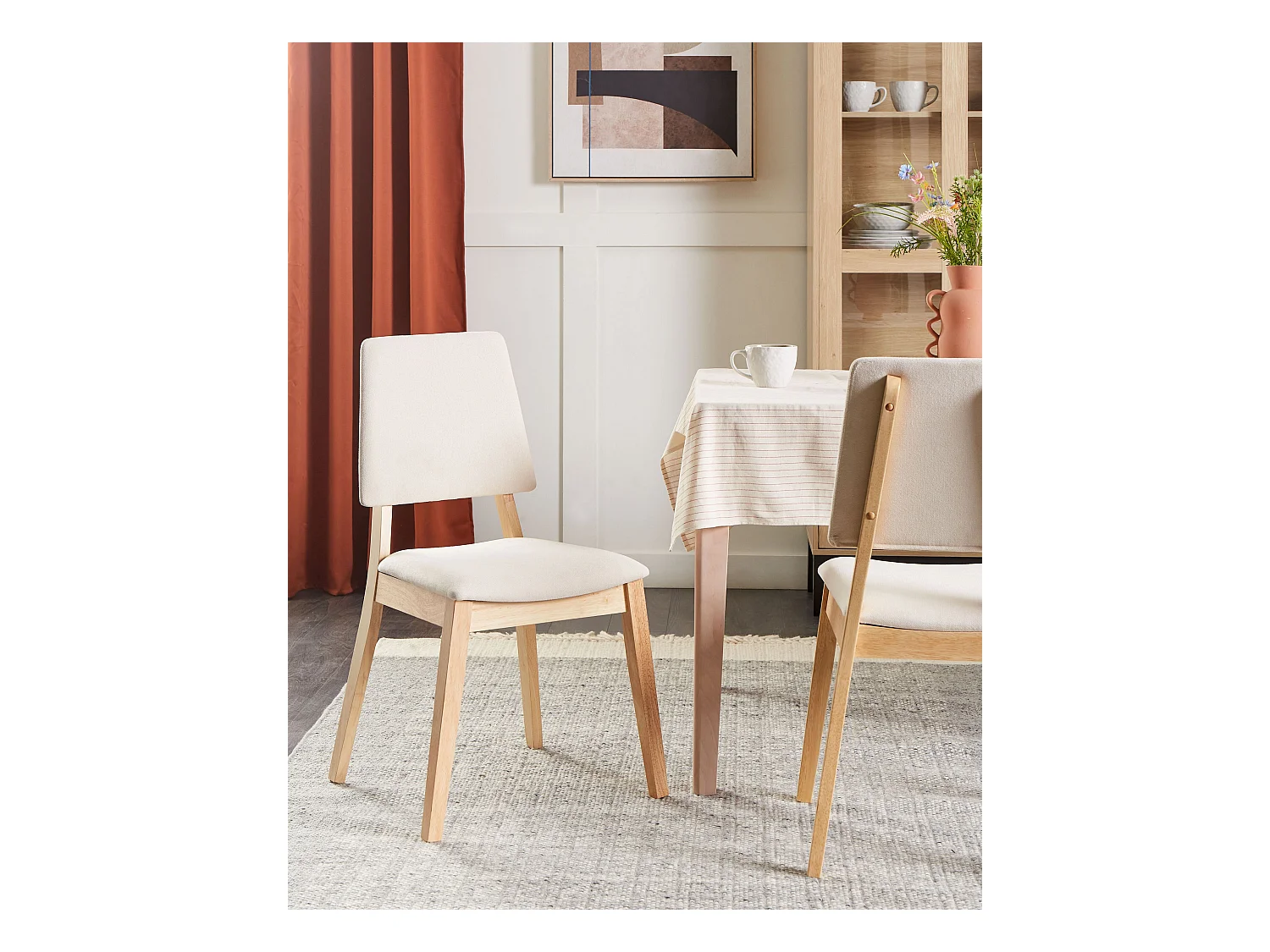 Set van 2 eetkamerstoelen MERRILL Hout Lichtbeige