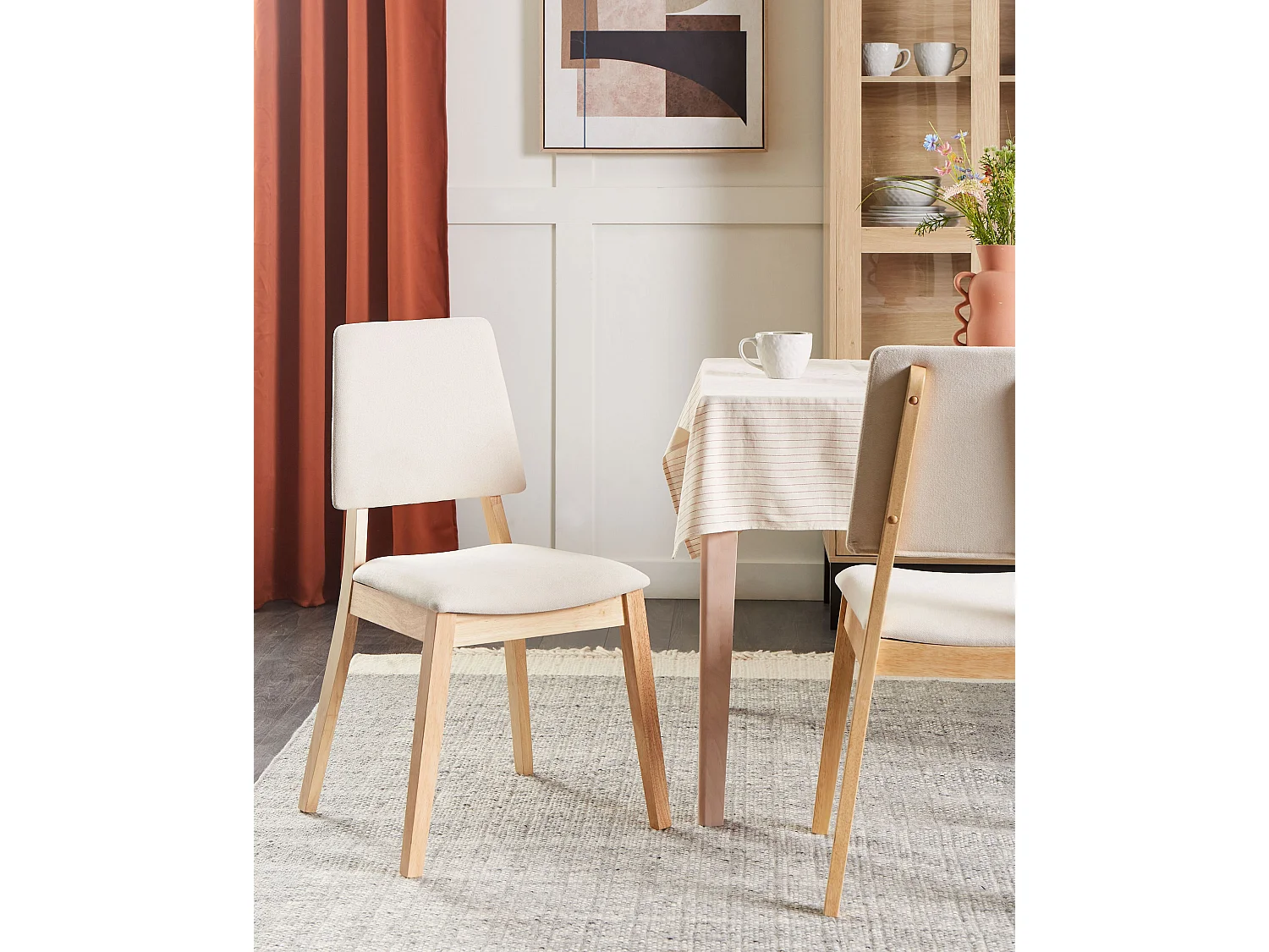 Esszimmerstuhl 2er Set MERRILL Holz Hellbeige