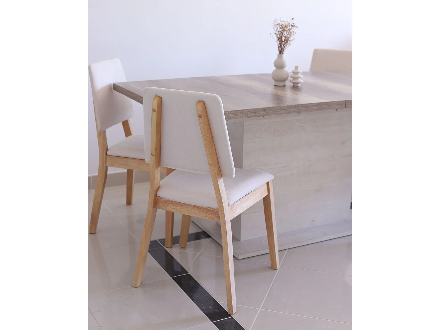 Lot de 2 chaises de salle à manger MERRILL Bois Beige clair