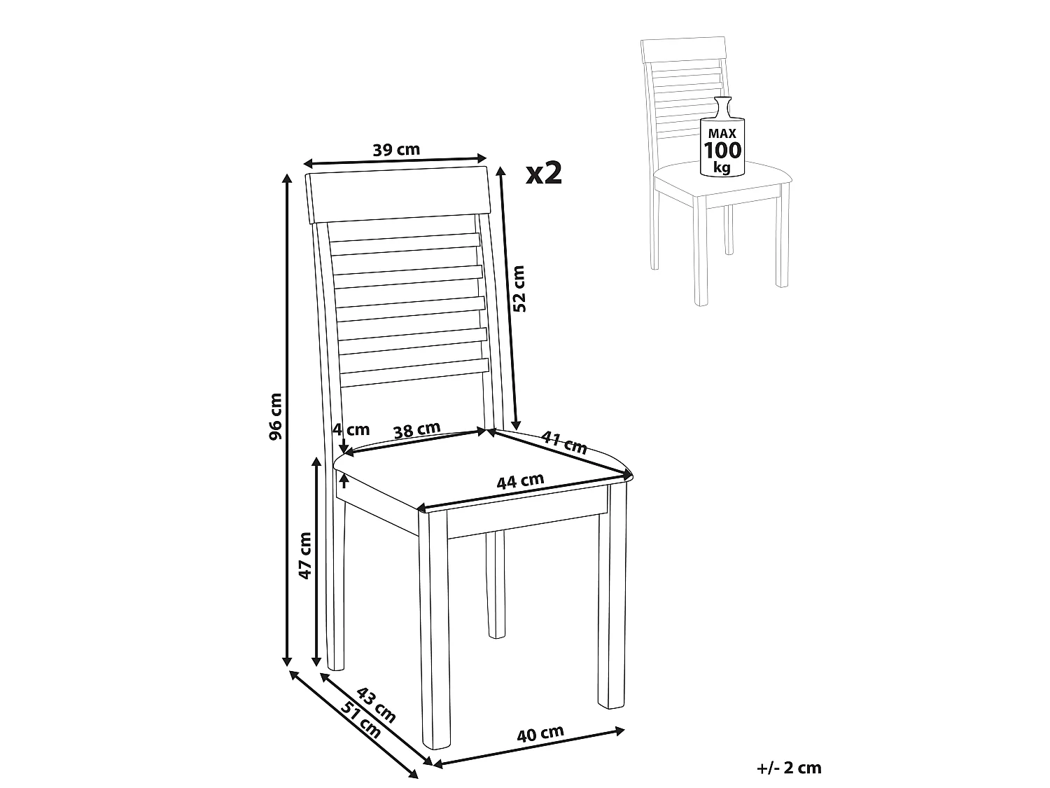 Lot de 2 chaises de salle à manger ORTLEY Bois Marron foncé
