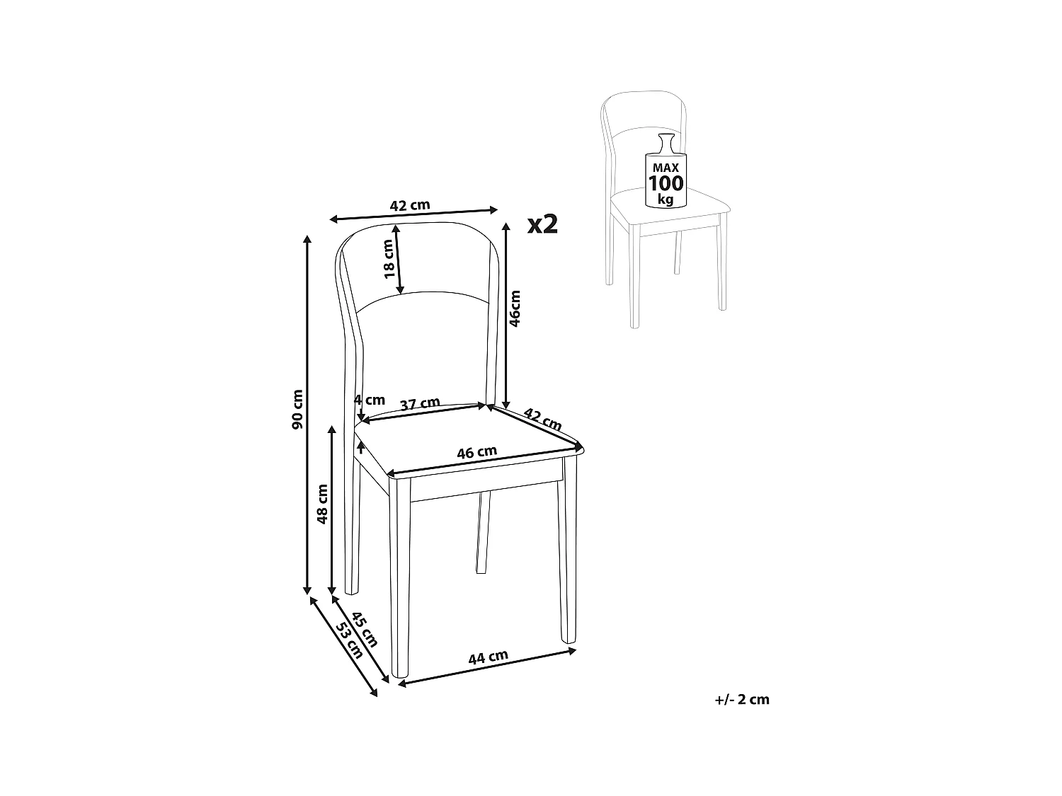 Conjunto de 2 sillas de comedor ALVIN Madera Madera clara