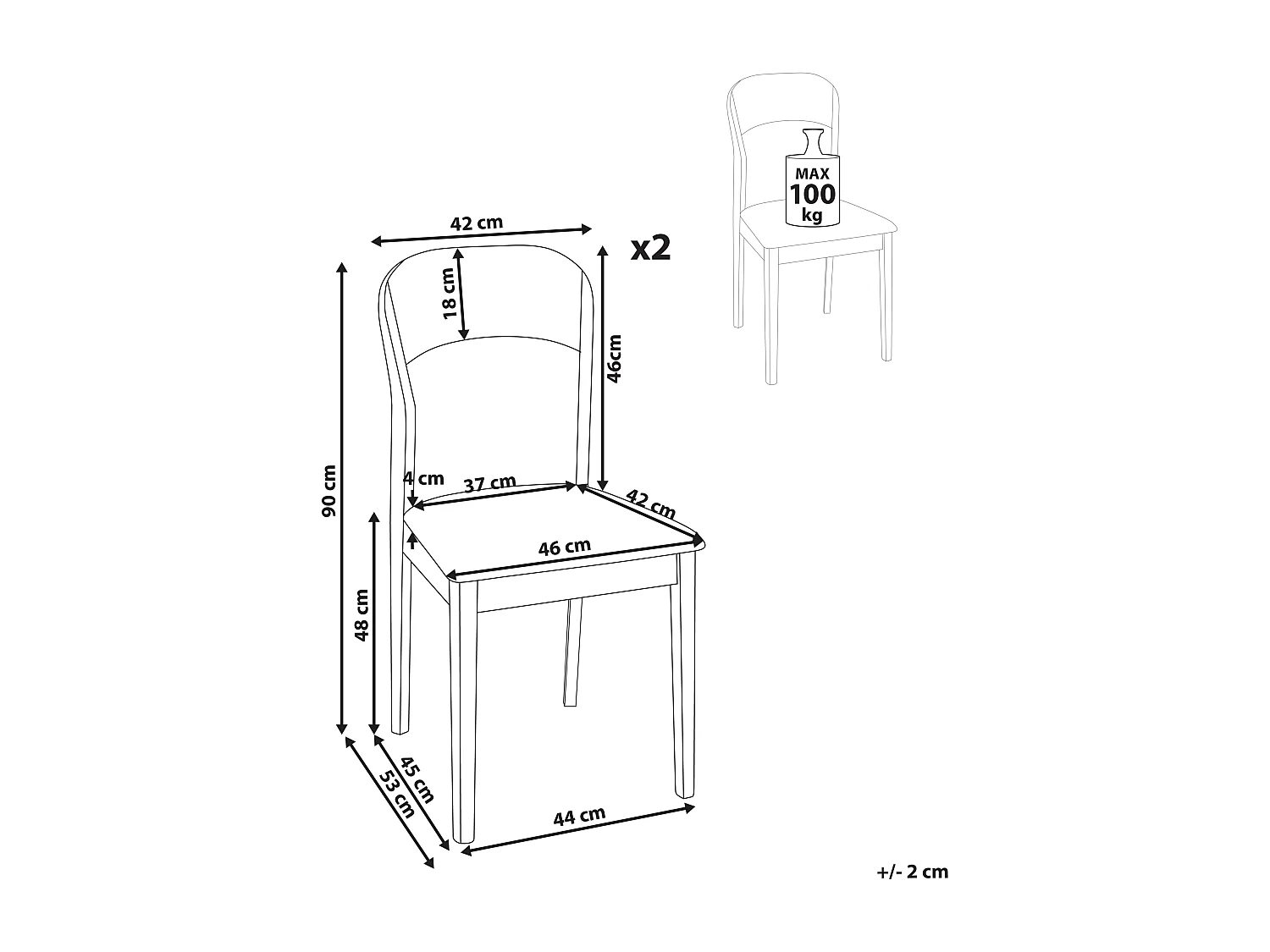 Lot de 2 chaises de salle à manger ALVIN Bois Marron clair
