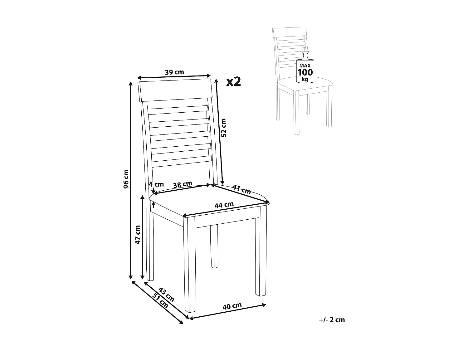 Set van 2 eetkamerstoelen ORTLEY Hout Lichte houtkleur